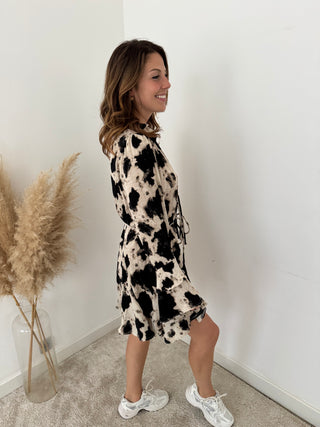 Cow print flowy dress