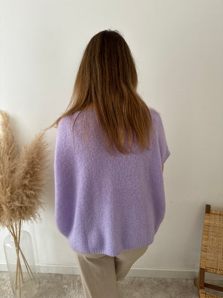 Soft lila sleeveless button knit