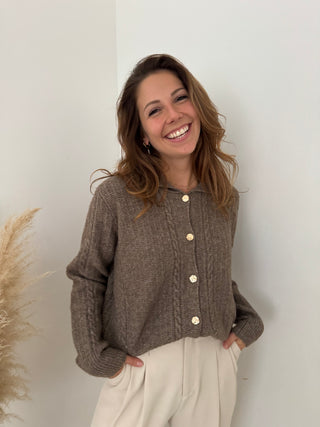 Pretty details taupe knit