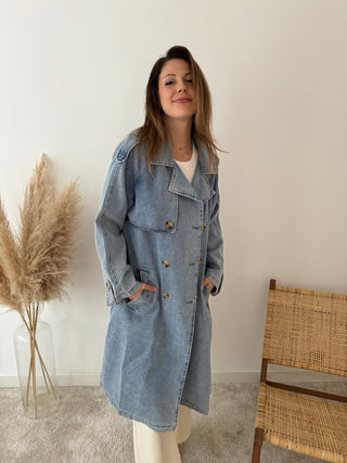 Denim long coat