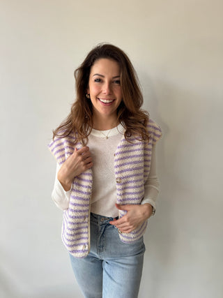 Lila striped teddy bodywarmer