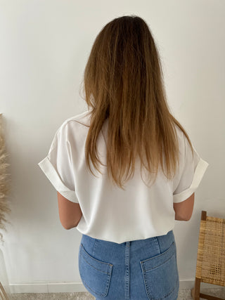 White pocket blouse