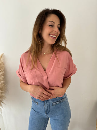 Old pink pocket blouse