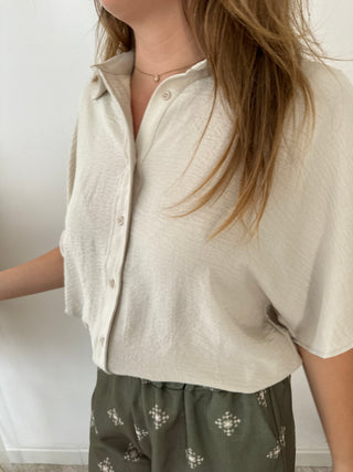 Beige button loose top