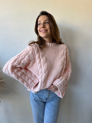 Pink cable knit