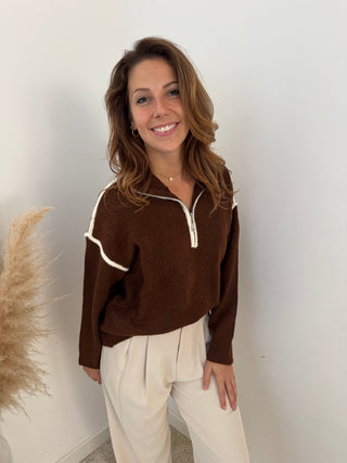 White details brown knit