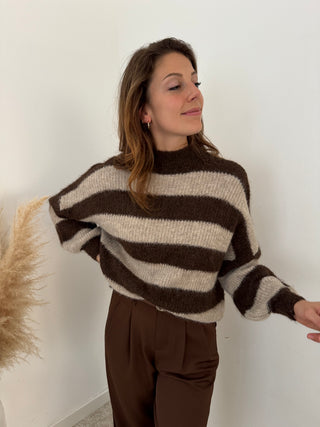 Brown beige striped knit