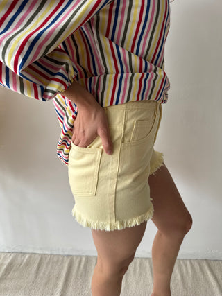 Yellow denim short