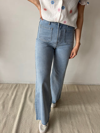 High waist wide pocket jeans
