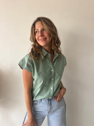Green sleeveless shirt