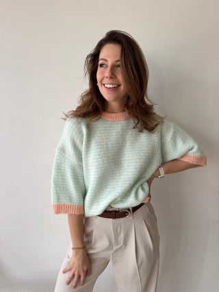 Peach details mint knit