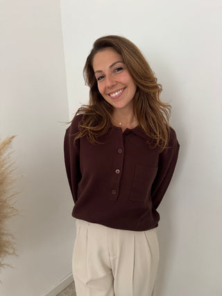 Brown pocket soft knit