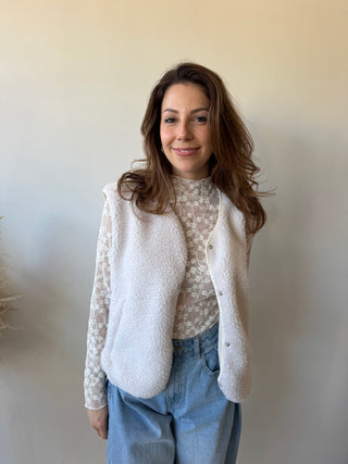 Beige teddy vest