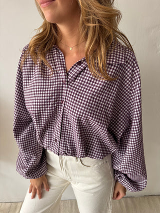 Violet checked blouse