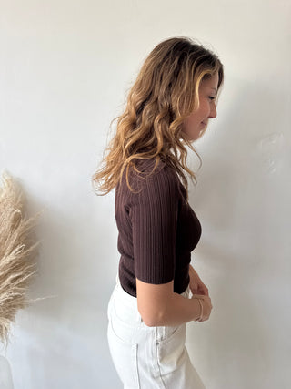Brown ribbed top
