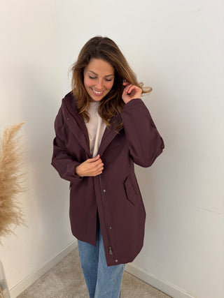 Burgundy rain jacket