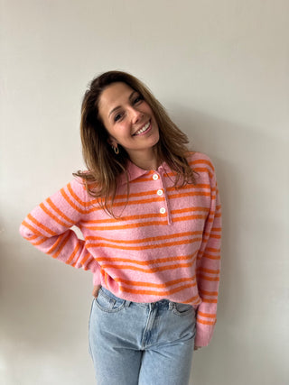 Soft striped pink orange knit