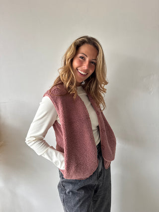 Old pink teddy vest