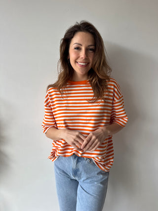 Orange striped t-shirt