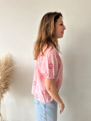 Pink flowered top