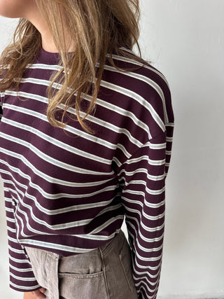 Grey burgundy striped longsleeve