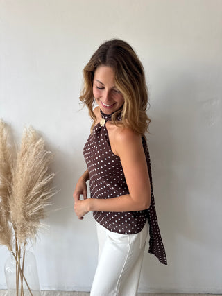 Polka dot brown top