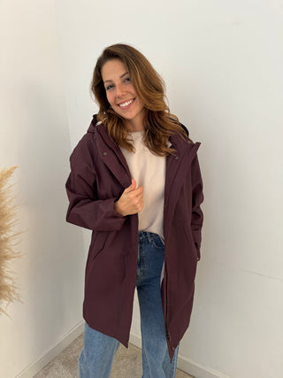 Burgundy rain jacket