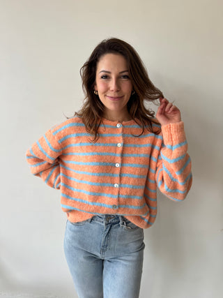 Blue stripes peach knit