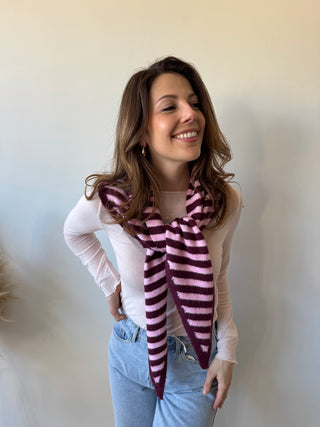 Burgundy pink striped scarf