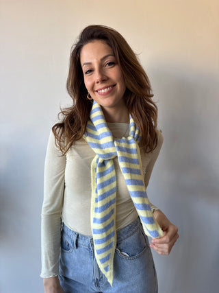 Yellow blue striped scarf