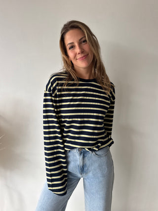 Blue yellow striped longsleeve