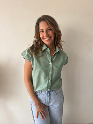 Green sleeveless shirt