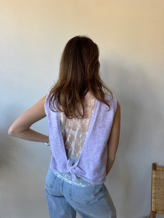 Lila flowered open back knit