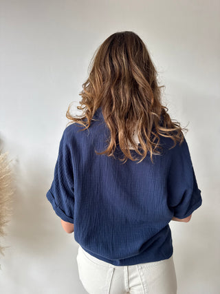 Navy tetra blouse