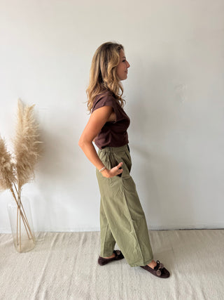 Kaki barrel pants