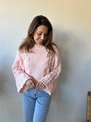 Pink cable knit