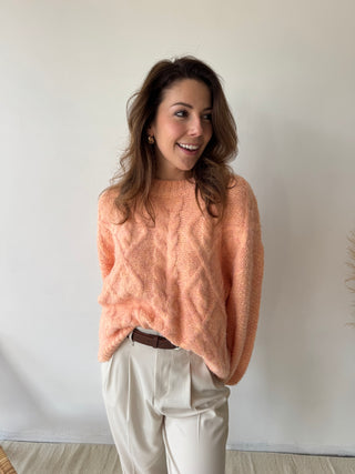 Peach cable knit