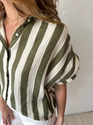 Kaki striped tetra top