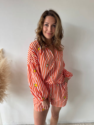 Orange striped lemon comfy set