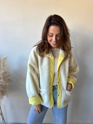 Yellow reversible teddy jacket