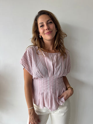 Pink peplum top