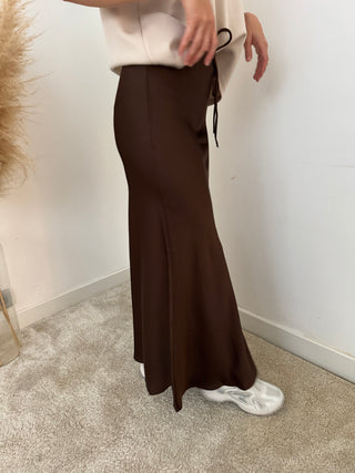 Brown silk maxi skirt