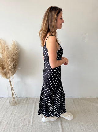 Black polka dots dress