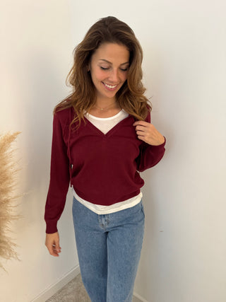 Burgundy double layered knit