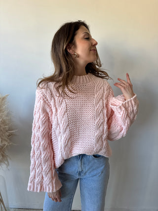 Pink cable knit