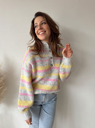 Pink yellow striped soft knit