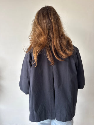 Flower detail navy trench jacket
