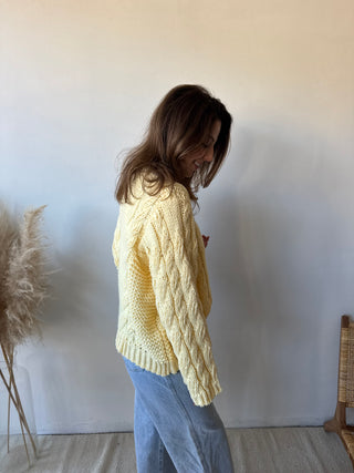 Yellow cable knit