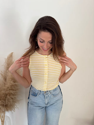 Yellow white summer top