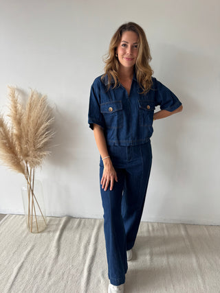 Blue denim co ord set